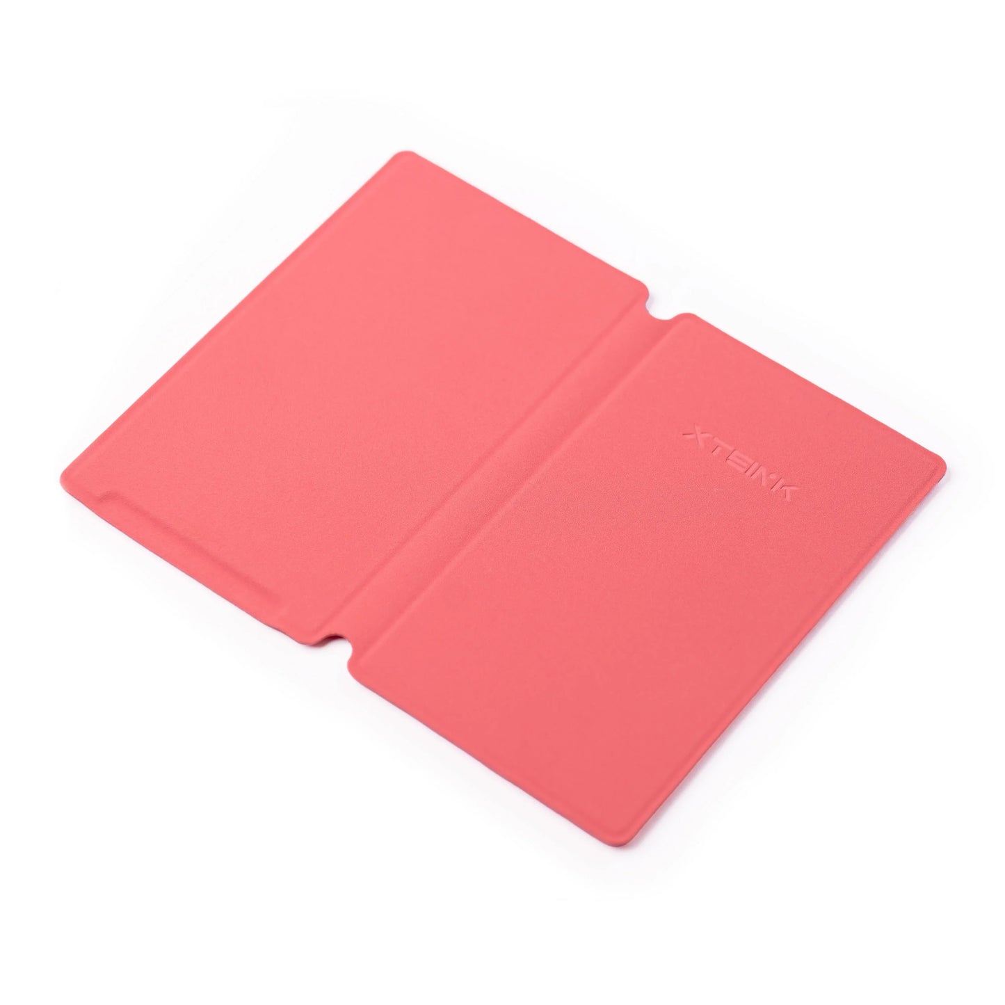 Coral pink Xteink eReader case with minimalist design and embossed branding