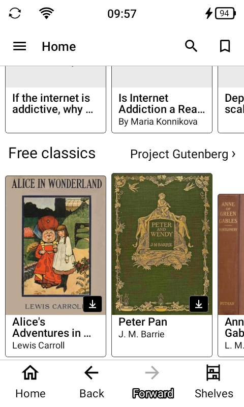 DinoReader reading app for Android e-ink devices.